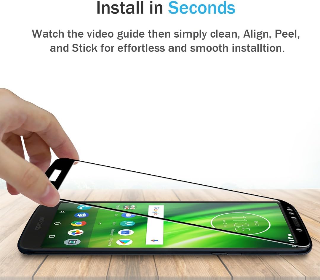 3 PACK LK Screen Protector Compatible with Moto G6 Play Tempered Glass, Full Cover, HD Transparent, Bubble Free, Not fit for Moto G6