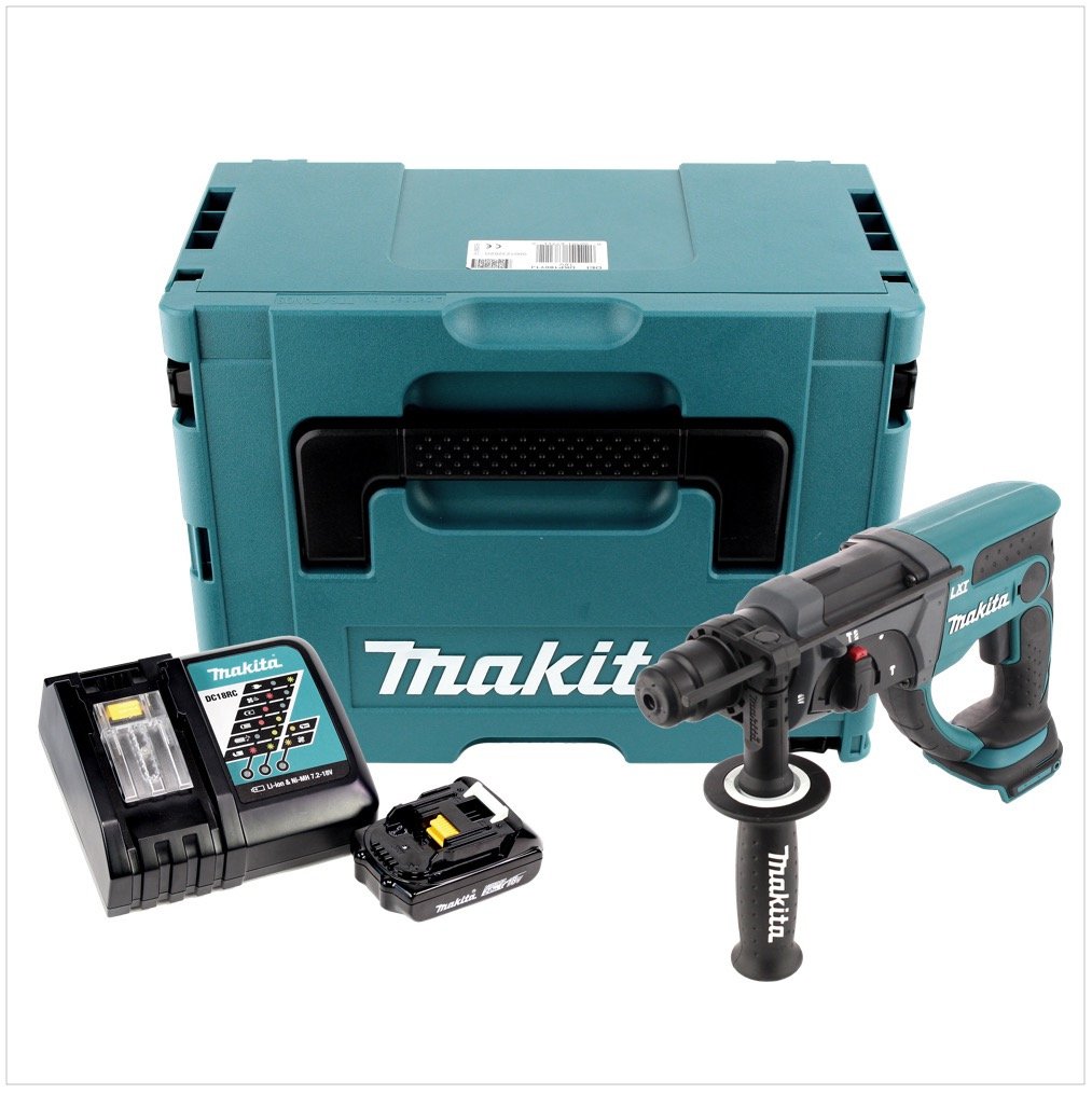 Makita DHR 202 Y1J D 18V Battery Combo Hammer SDS-Plus in Makpac with 2.0Ah Battery and Charger