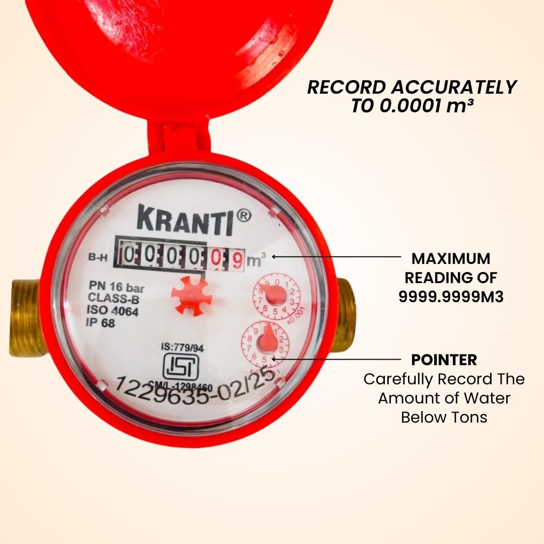 Kranti ISI Marked Water Meter 15mm Single Jet 1