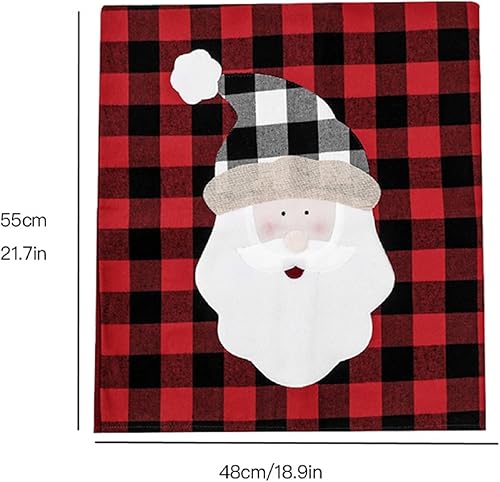 Miniatura 7 de Nuxn Juego de 4 fundas para silla de Navidad, fundas para silla de muñeco de nieve de Papá Noel negro, extraíbles y lavables, fundas para sillas de