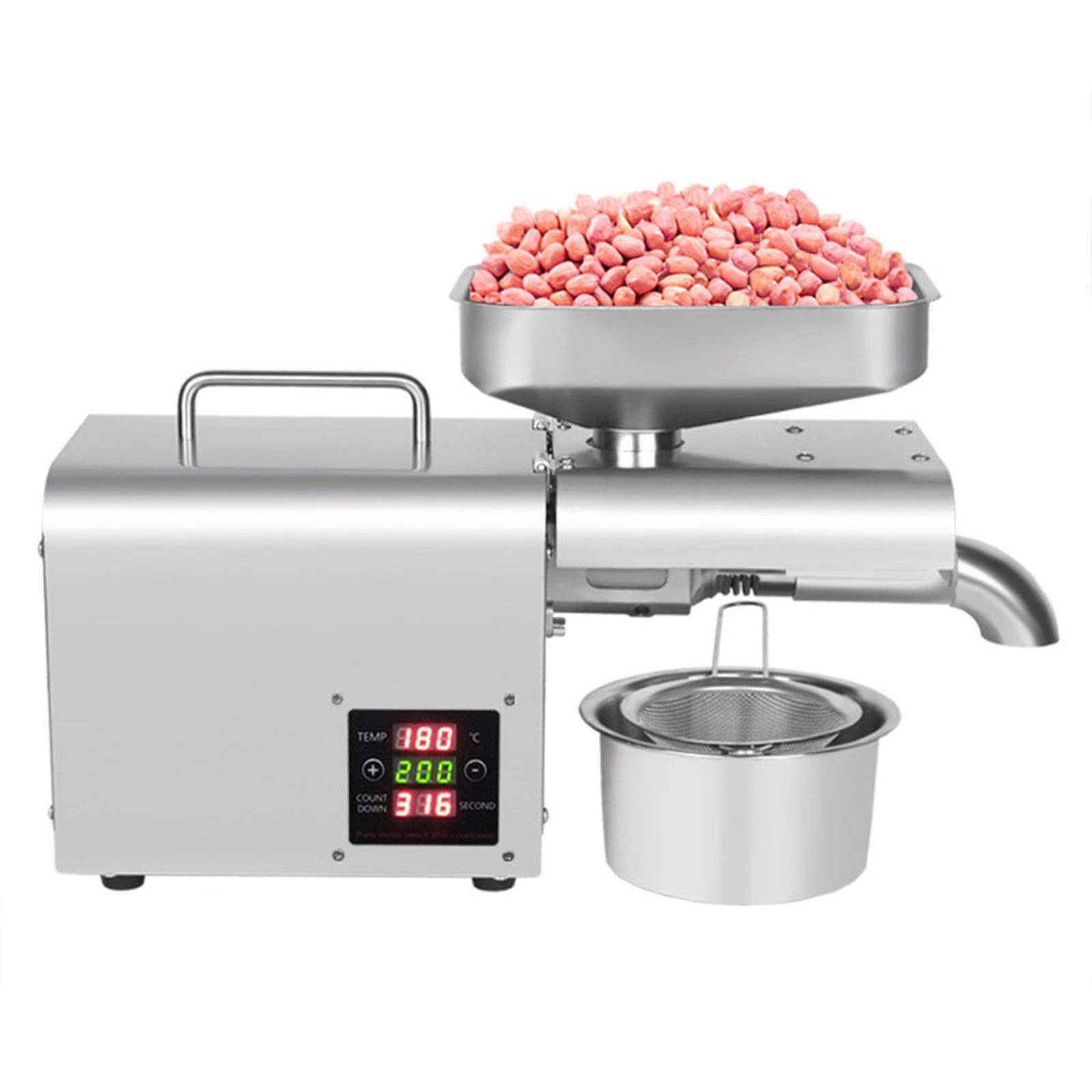 MYUYEE Automatic Oil Press Machine, Stainless Steel Ex-Tractor Expeller Machine, Hot/Cold Oil Press, for Nuts Walnut Linseed Almond Rapeseed Sesame