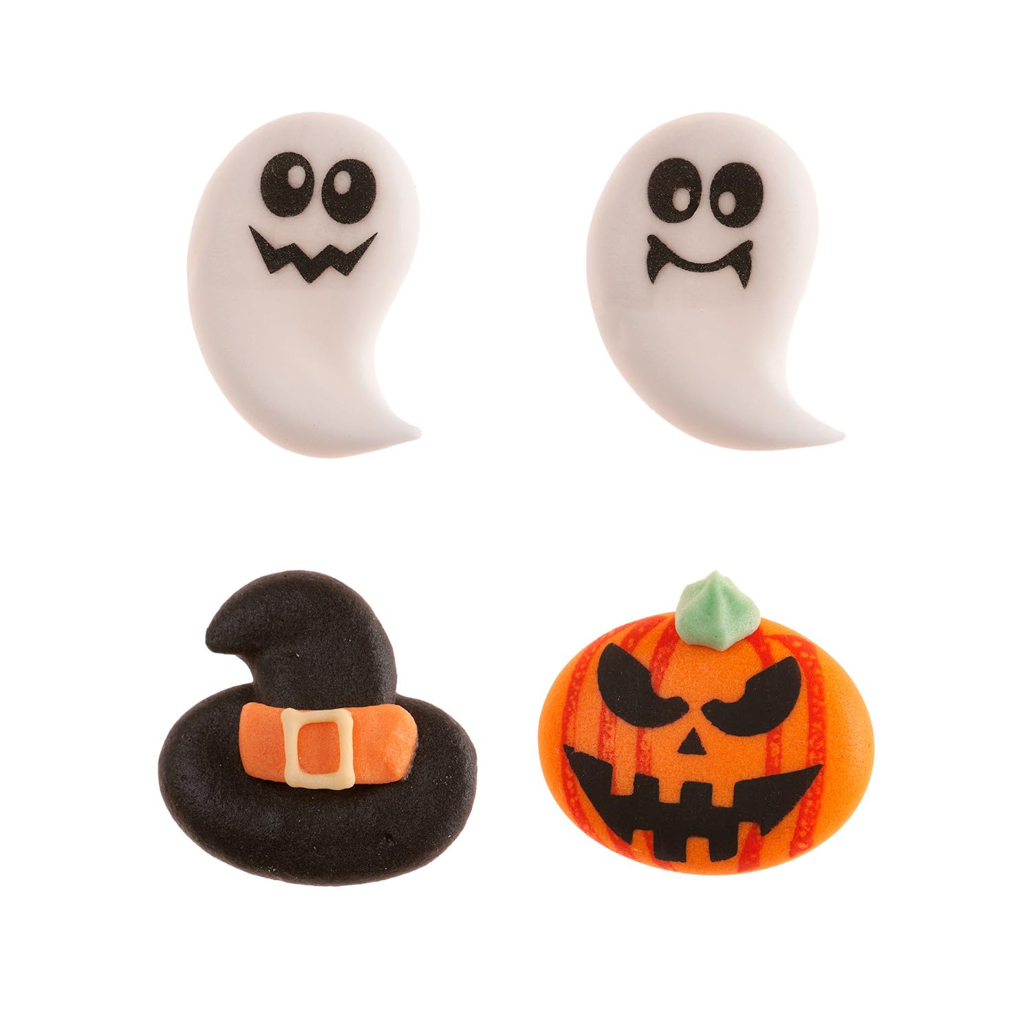 dekora - Halloween Sugar Decorations Ghosts, Pumpkins & Witch Hats Edible decorations for Cakes, Cupcakes, Cookies & Sweets