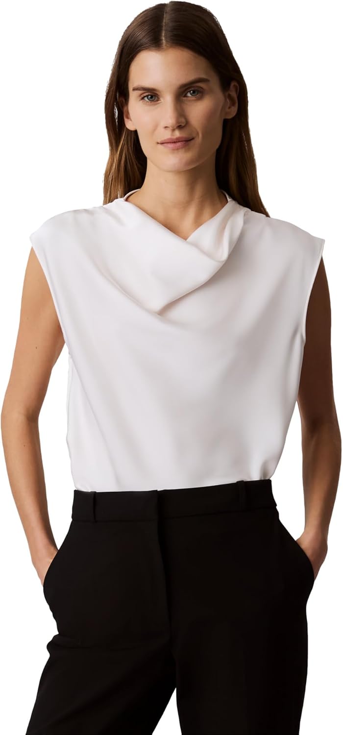 Calvin Klein Womens Satin Cowl Neck Blouse