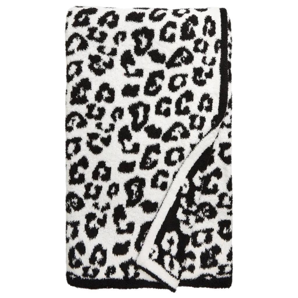 ALCXAZS Elegant Leopard Print Flannel Fleece Throw Blanket Plush and Comfortable Warm Bedspread, black 50x60in