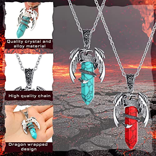 Yinkin 12 Pcs Dragon Necklace for Men Women Crystal Stone Necklace Dragon Wrapped Pendant Chakra Reiki Gemstone jewelry3