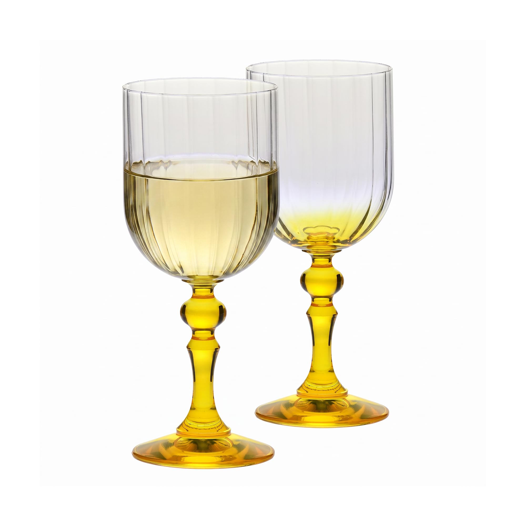 Krosno Wine Glasses Set of 2, 300 ml, Yellow Stem, Bubble Collection