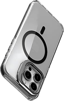 Luxo Series High Quality Case Compatible with Magsafe for Minesk iphone 16 Pro Max Ultra Transparent Appearance And Ergonomic Design With Stand (Black, 16 Pro Max)