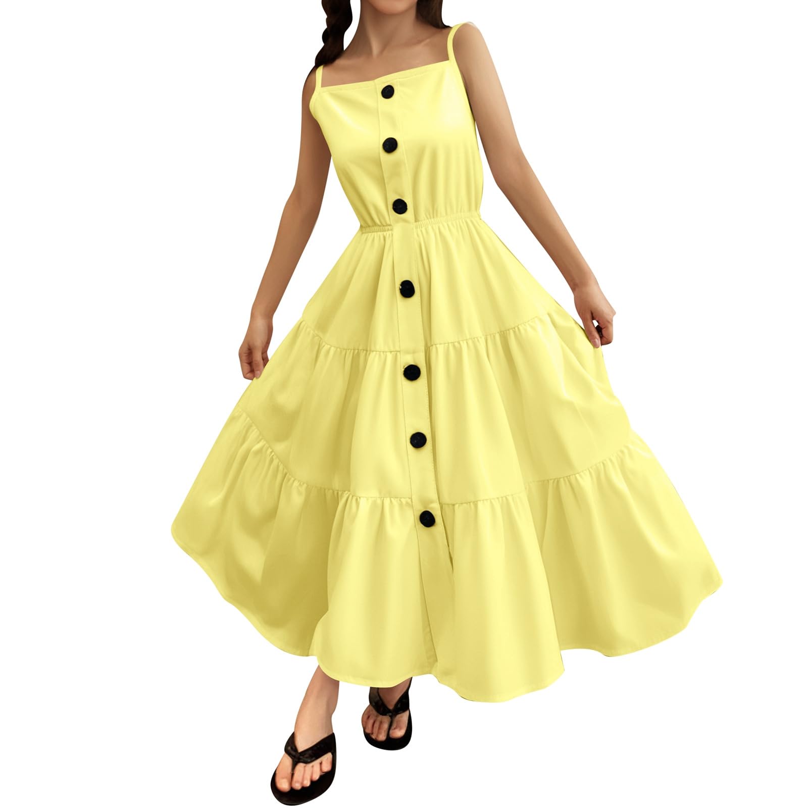 Cokbyavla Big Girls Dress Midi 3t, Tween Midi Dresses Sundress Beach Pink Dress with Bows Green Flower Girl Party Dresses for Teenagers Pink Tulle Girls(Yellow,13-14 Years)