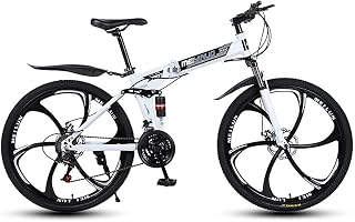 MQJ Mountain Bike Bicycle Mountain Folding Bike 26-Inch Variable Speed Dual Shock-Absorbing Cross-Country Bike 21/24/27 Speed Adjustable Disc Brake,B,21 Speed