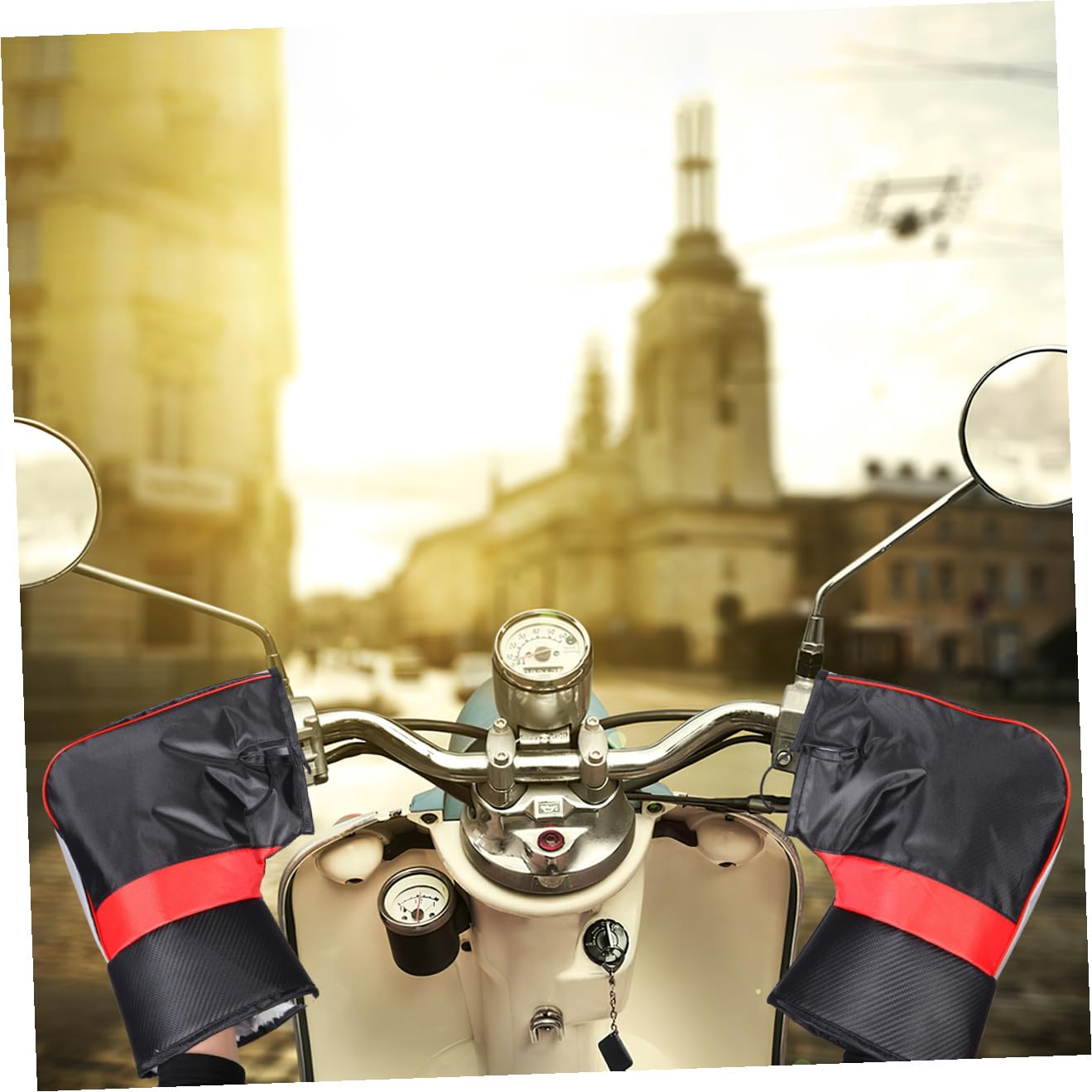 OUNONA Guanti da Moto Invernali Antivento e Impermeabili Spessi e Caldi per Scooter Design Spesso per Mantenere le Mani Calde in Inverno Adattabili Vari Modelli di Moto Elettrica