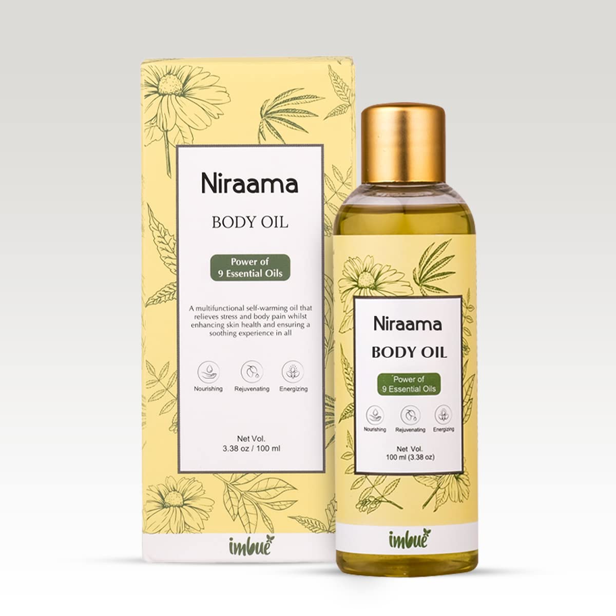IMBUE Niraama Ayurvedic Body Massage Oil for Women and Men | Relaxing Body Oil Dry Skin with Natural Herbs | Bath Oil for Winter | All Skin Types - 100ml