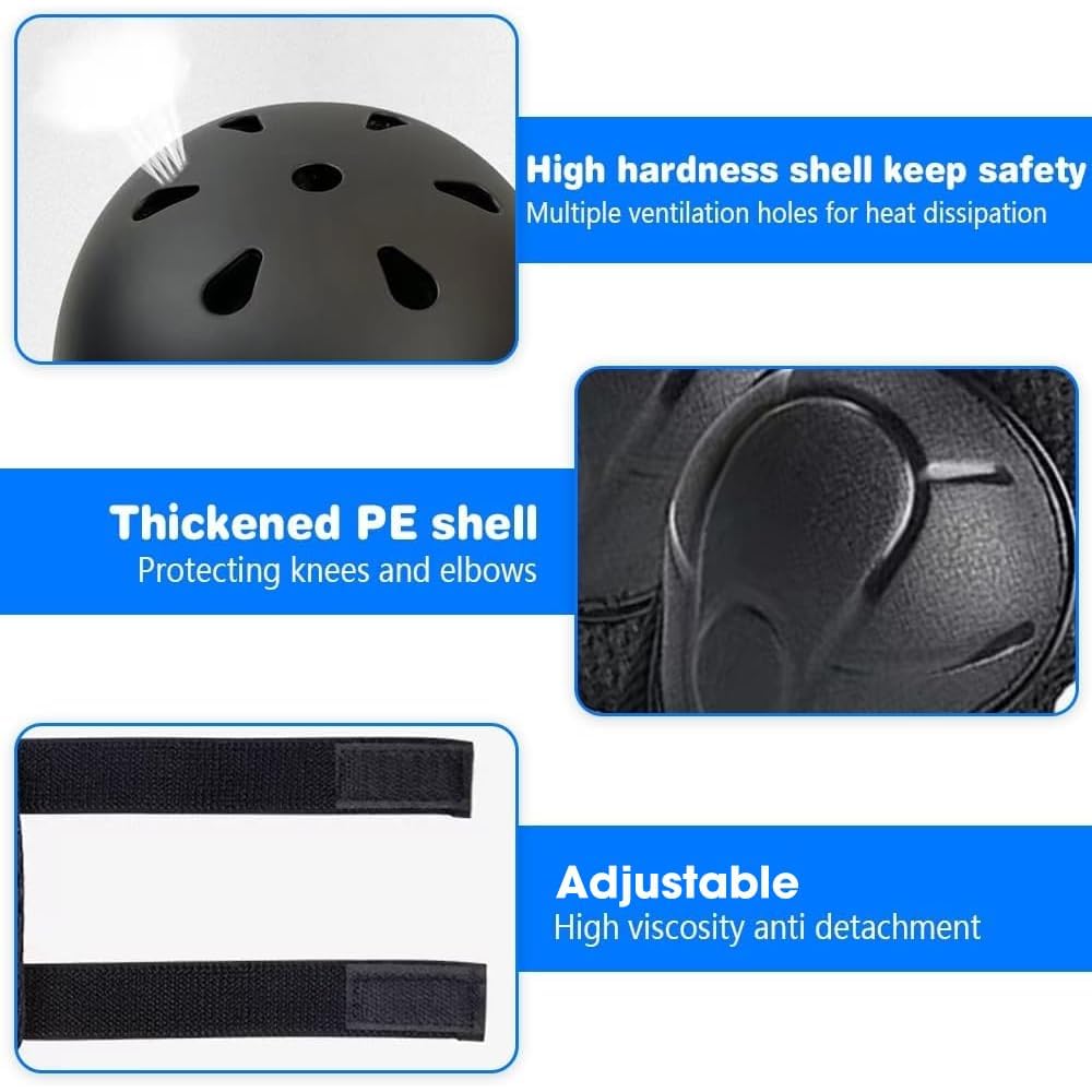 Set di Casco Protezione Bambini, 7 in 1 Set di Casco Regolabile Gomitiere Polso Ginocchiere per Skateboard, Bicicletta, Pattinaggio, Monopattino