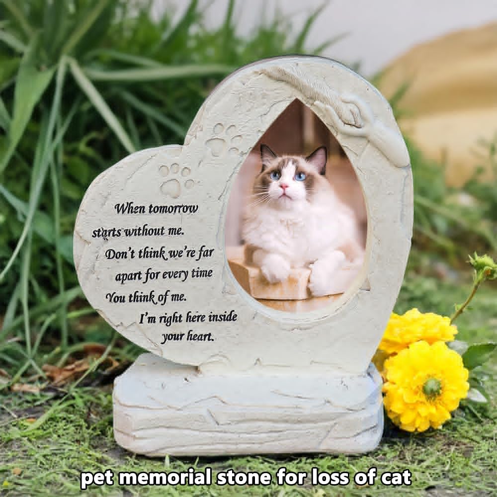 jinhuoba Heart Shaped Pet Memorial Stones for Dogs, Pet Dog HeadStones Grave Stones with Photo Frame, Loss of Pet Dog Sympathy Gifts Memorial Gifts Passing Away Gifts Outdoor or Indoor - Image 4