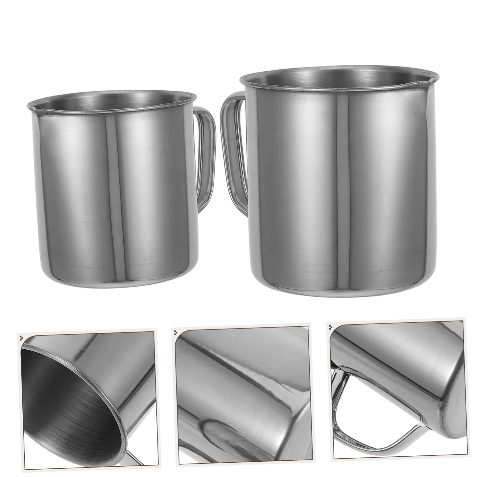 Misurino in Acciaio Inox 2 Pezzi 500ml e 1000ml Argento