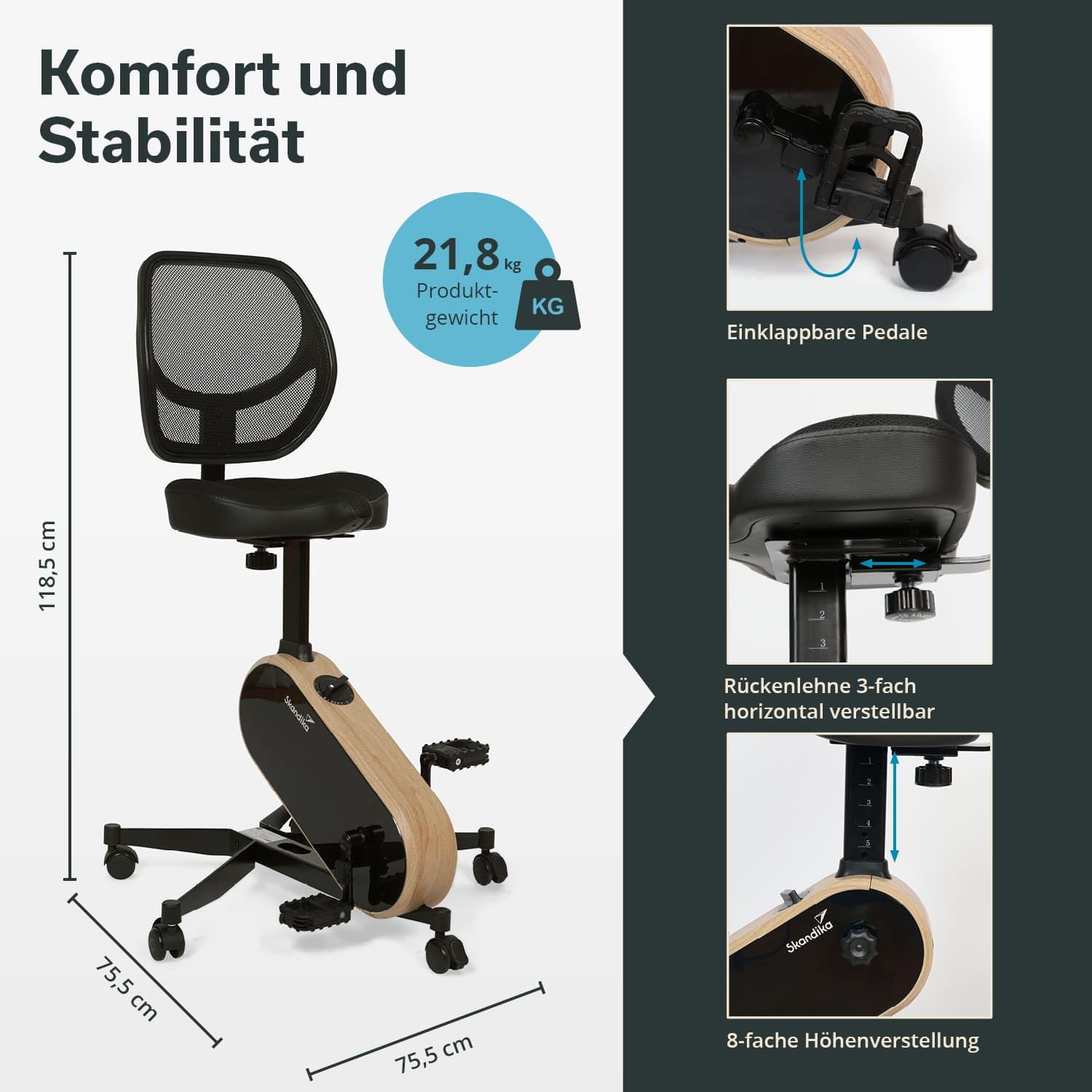 Skandika Pedaltrainer Liten Arm- und Beintrainer Mini Heimtrainer Minitrainer für zu Hause, Büro und Schreibtisch | LCD Trainingscomputer, 8 Stufen, Magnetbremse | 110kg Benutzergewicht