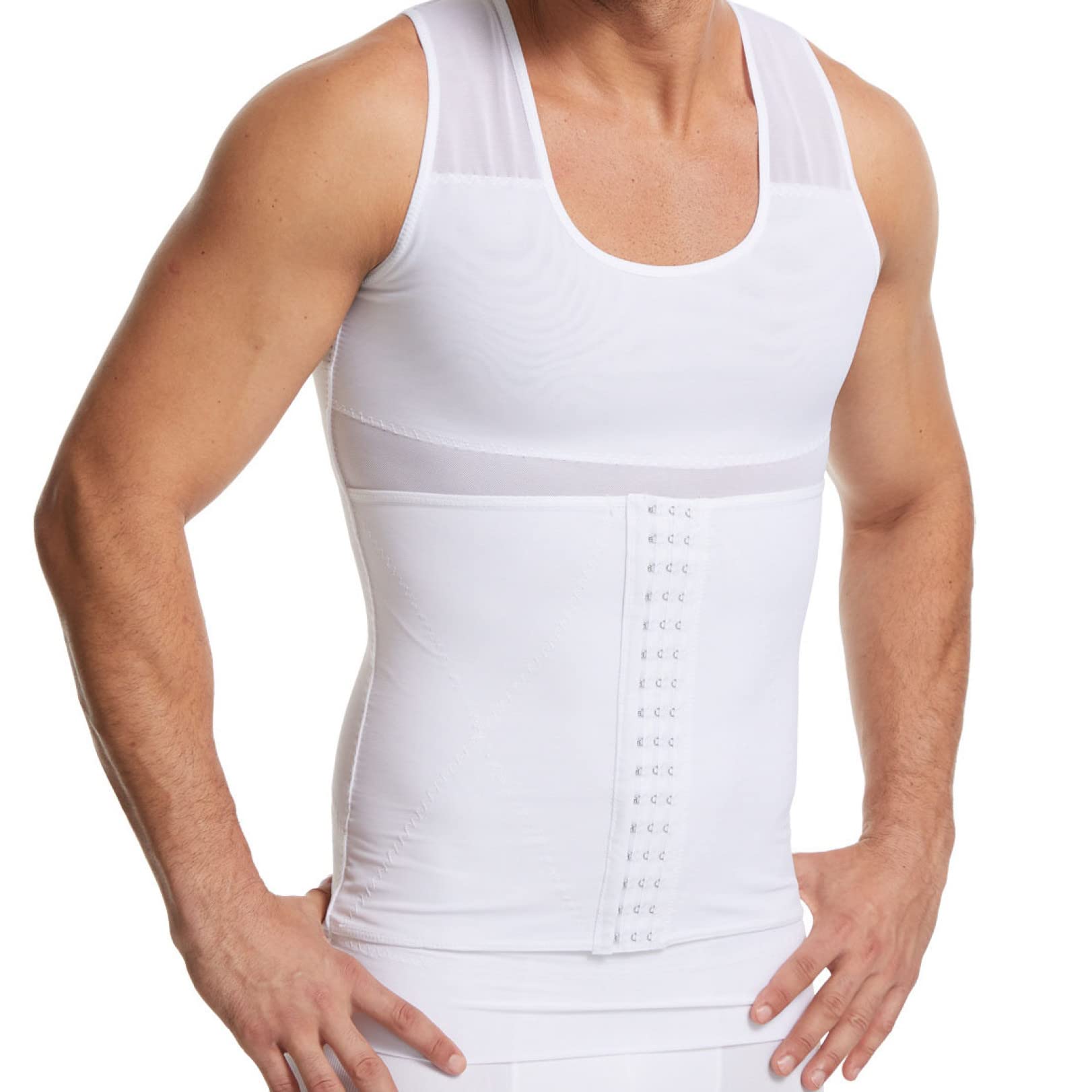 Hombres Fitness Body Shaper - Crochet Cintura Cincher Fajas Estiramiento Abdomen compresión Camiseta sin Mangas Ropa Interior para Gimnasio