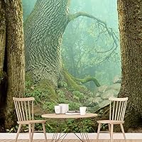 Wall Mural Forest in Fog Removable Self-Adhesive Wallpaper Wall Decoration for Bedroom Living Room - 66x96 inches
