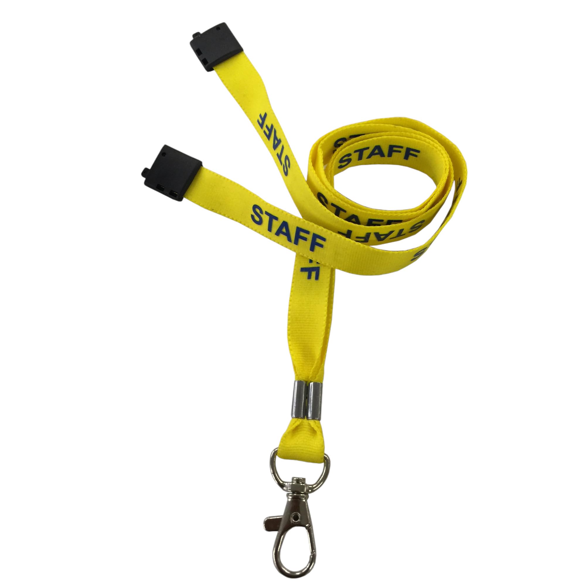 Customcard Ltd Yellow Staff Lanyard with Safety Break & Metal Clip - 45cm Drop, 15mm Width - Comfortable & Durable Staff Lanyards for Office, School & Events - Professional Yellow Design (Pack of 50)