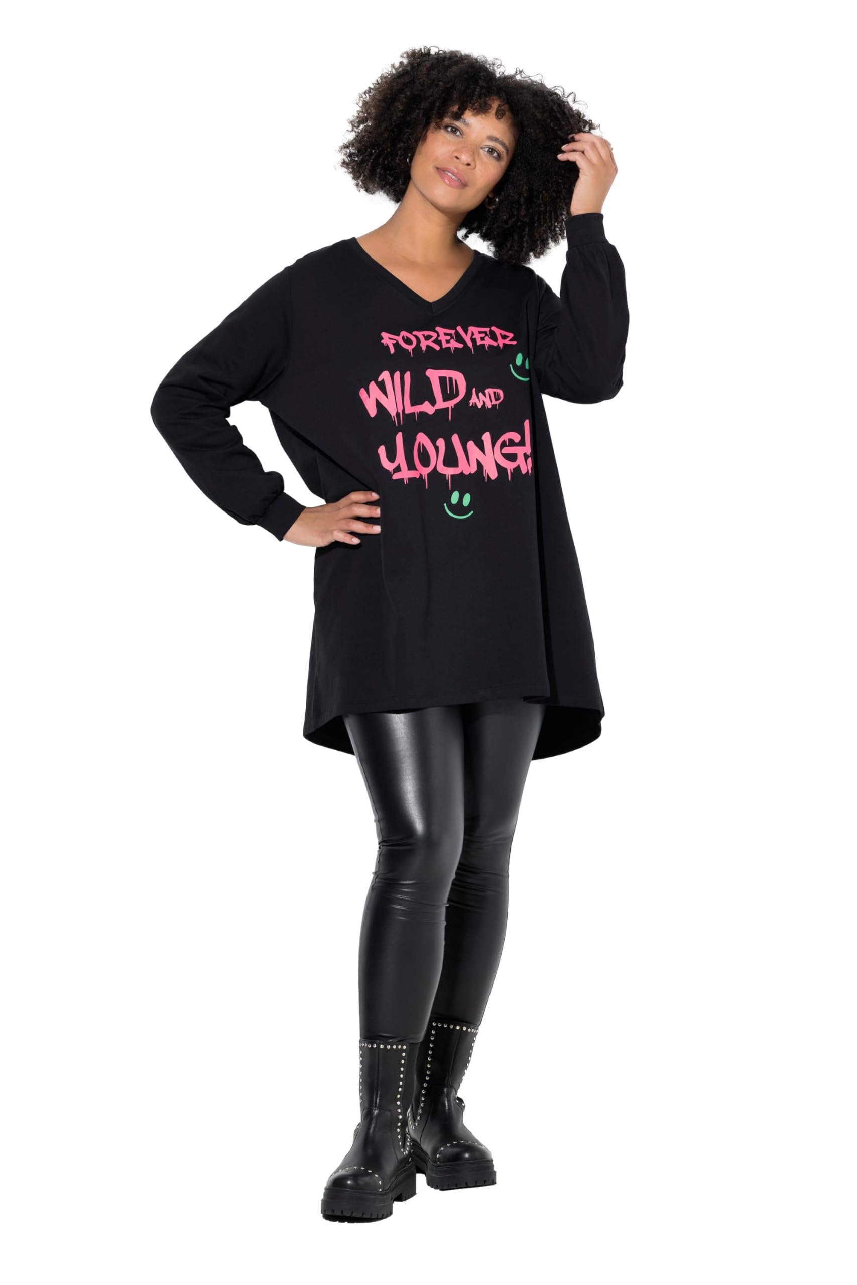 Angel of Style Damen große Größen Übergrößen Plus Size Sweatshirt, A-Linie, Grafitti-Schriftzug 845547