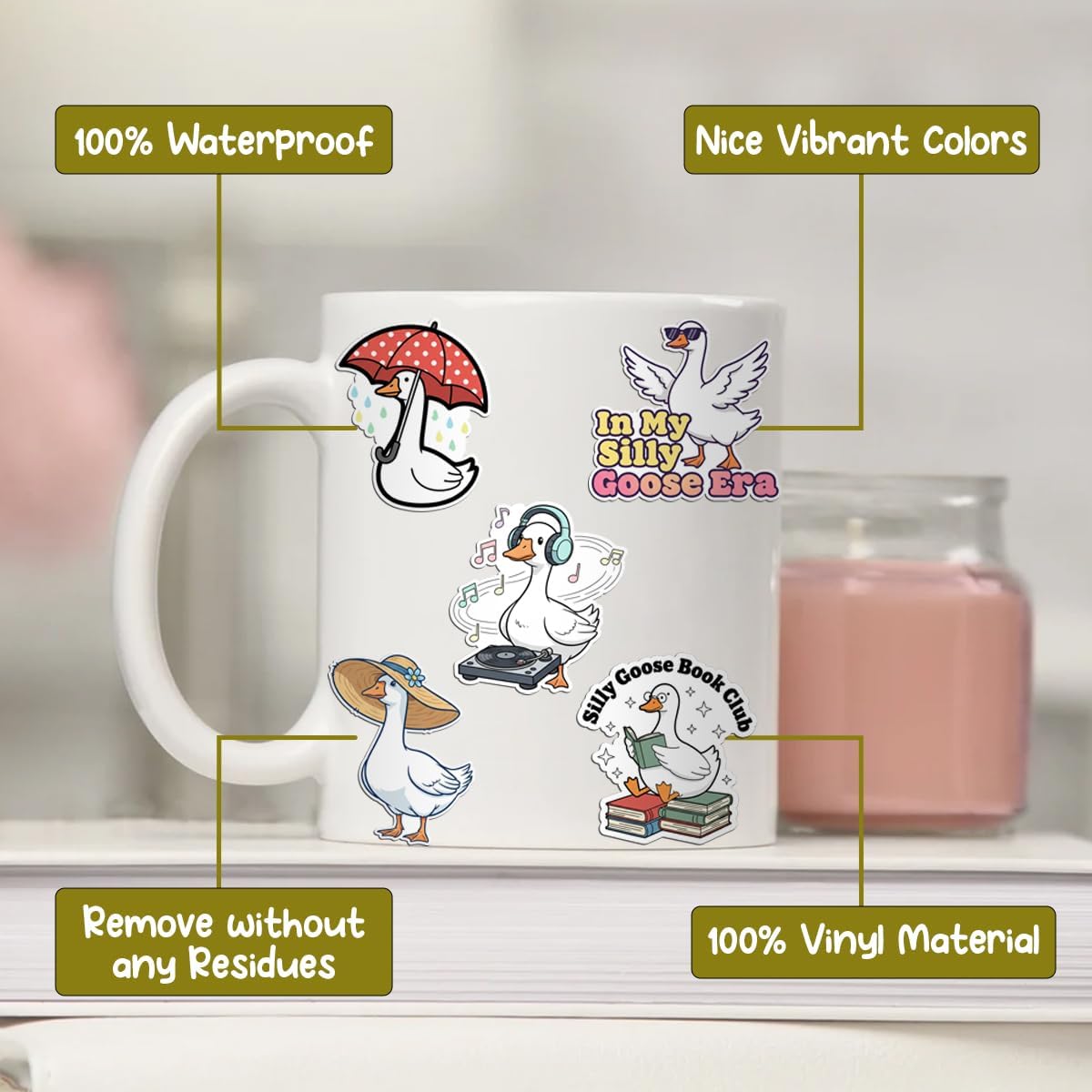 50PCS Silly Goose Stickers Pack - Waterproof Vinyl Funny Goose Decals, Aesthetic Cartoon Stickers for Teens, Adults, Journals, Laptops, Water Bottles, Cars, Scrapbooks & Personal Accessories image 4