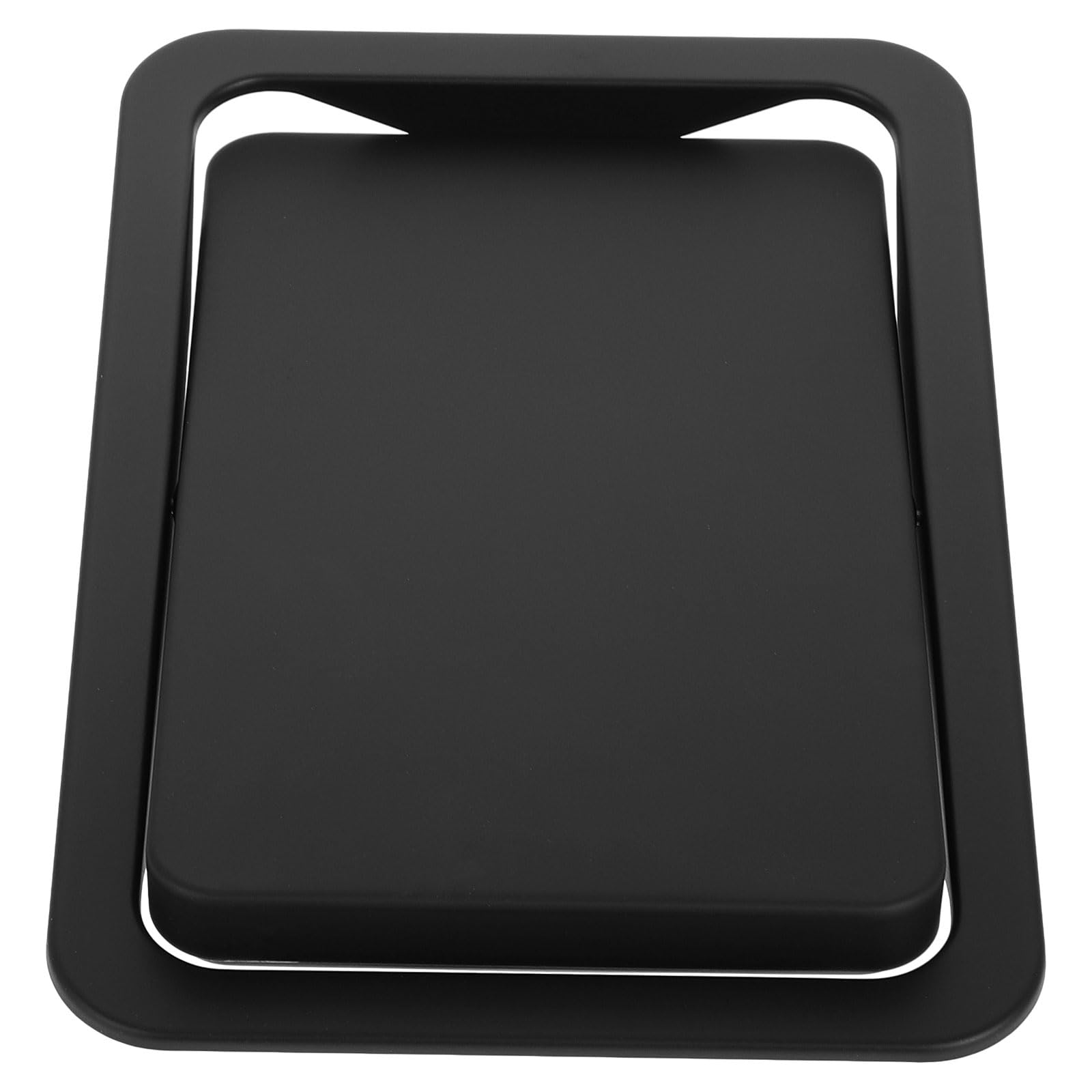Tapa empotrada para cubo de basura para encimera, tapa rectangular de metal, tapa de cubo de basura de acero inoxidable con ojales, tapa de cubo de basura giratoria (negro)