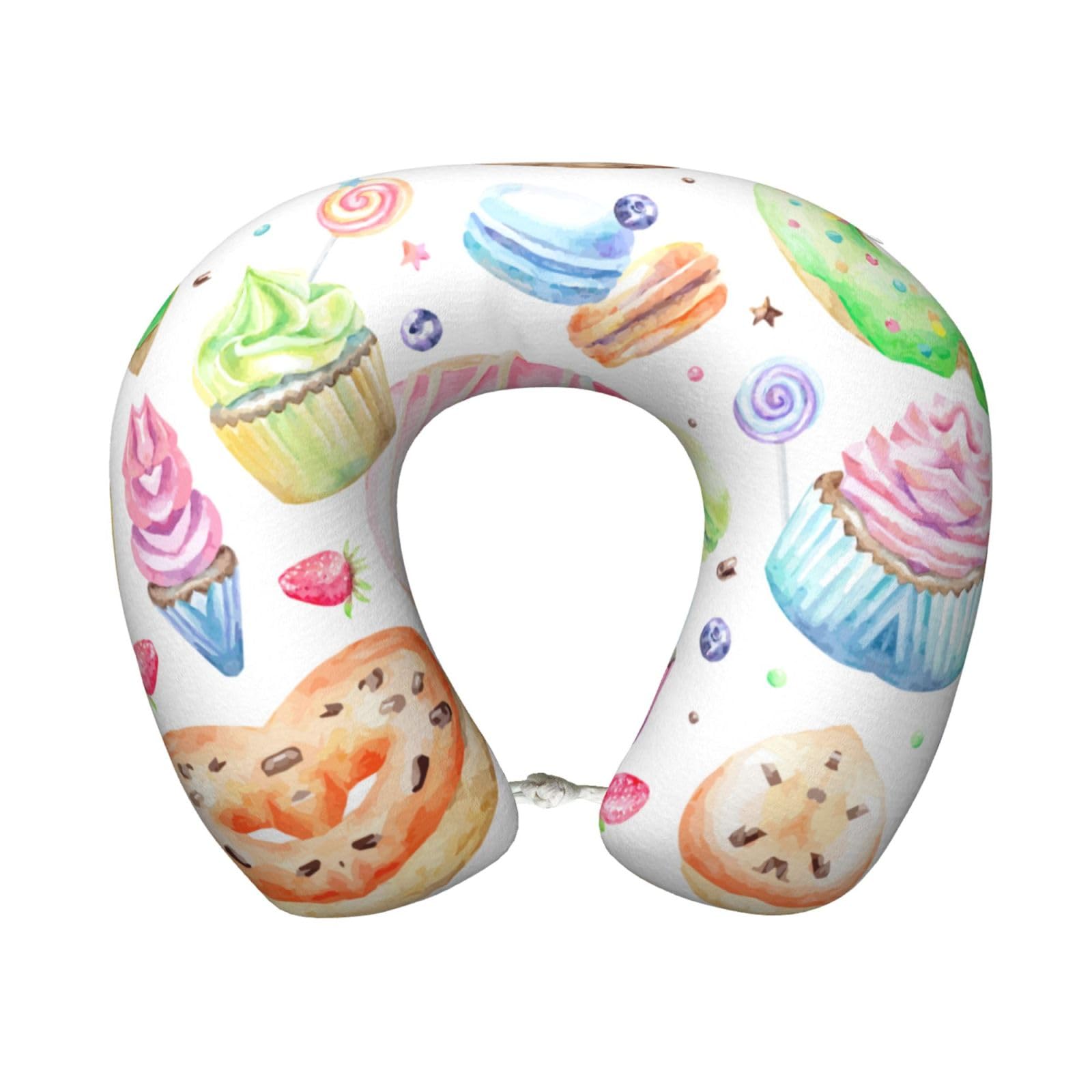 Oreiller de voyage mousse mémoire forme coussin cervical avion muffins donuts