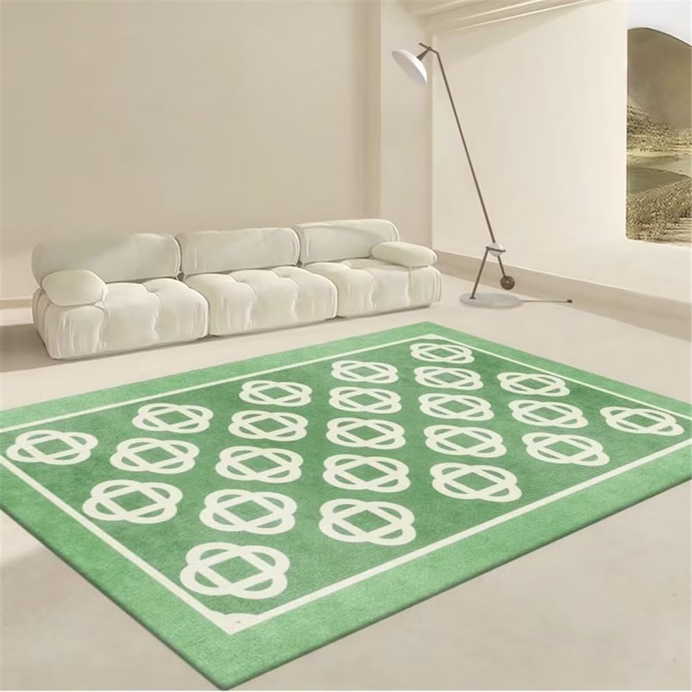 Tapis de salon vert géométrique 100x160cm pour chambre ado