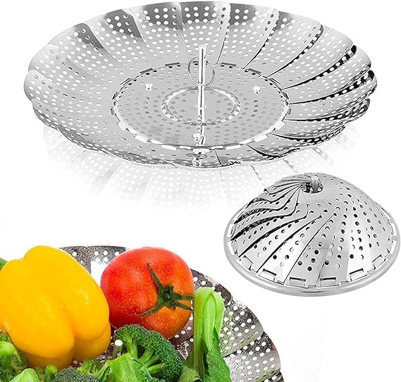 Vegetable Steamer Basket, Premium Stainless Steel Veggie Steamer Basket - Folding Expandable Steamers to Fits Various Size Pot (6" to 10.5") (B0D5CMQYKD) Amazon Price History, Amazon Price Tracker
