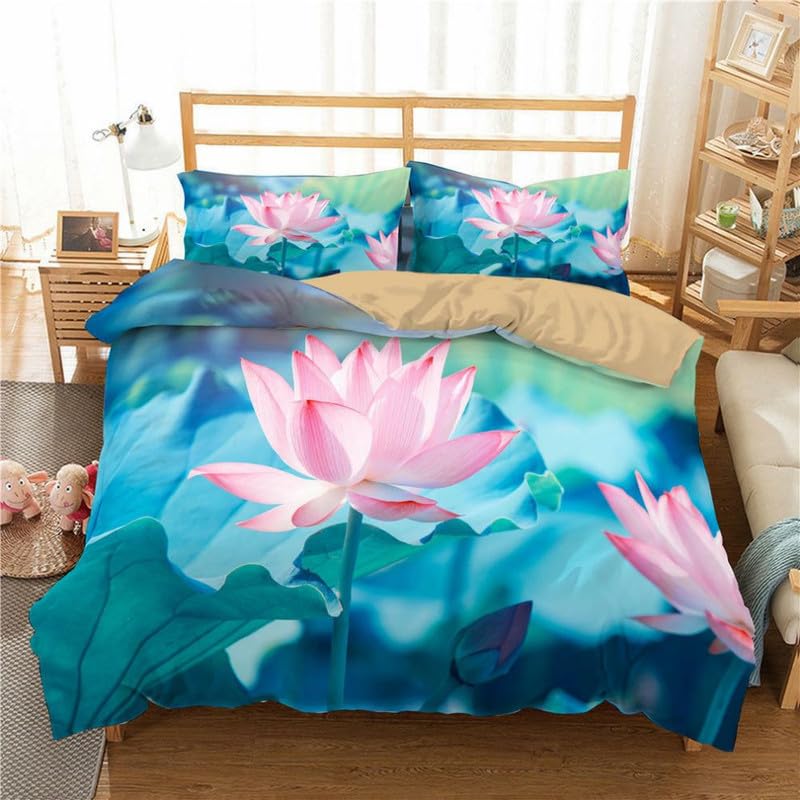 Parure de lit 240x260 anti-plis en microfibre fleur bleue pour en finir avec le repassage
