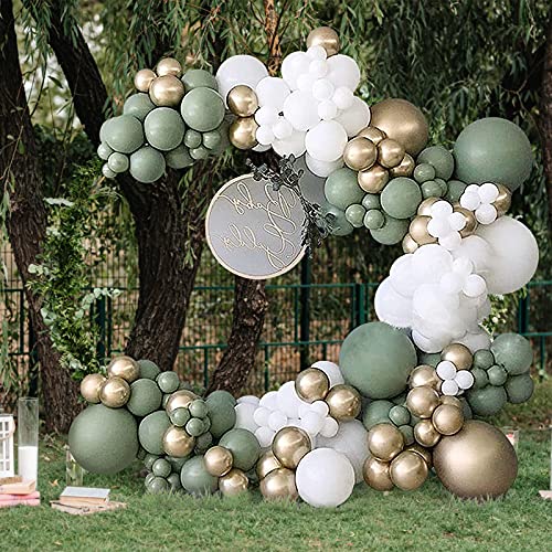 NeuWee Kit de Guirlande de Ballon, 137PCS Ballons Guirlande Arche Kits, Décorations de Fête pour Anniversaire Mariage Fond fête décoration Fournitures (Vert) Cover