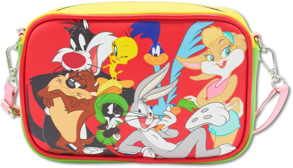 Buckle-Down Looney Tunes Bag, Crossbody, Looney Tunes Seven Character Group Pose, Vegan Leather