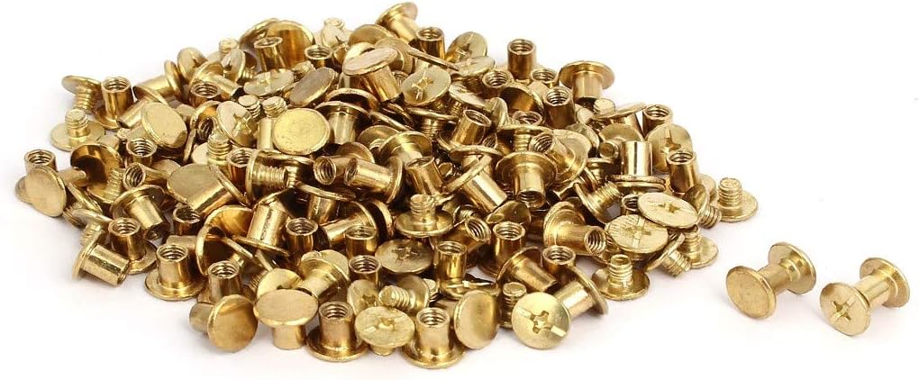 New Lon0167 5mmx6mm Binding Featured Chicago Screw Posts reliable efficacy docking connecting Nuts Docking Rivets Brass Tone 100pcs(id:b23 38 8f 81e)
