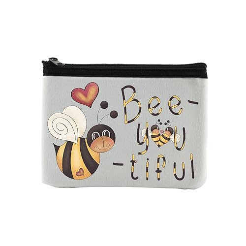 Bee-You-Tiful Coin Purse Wallet Pouch For Women Small Card Change Bag With Zipper Mini Travel Purse For ID Case Makeup Card Novelty Bag