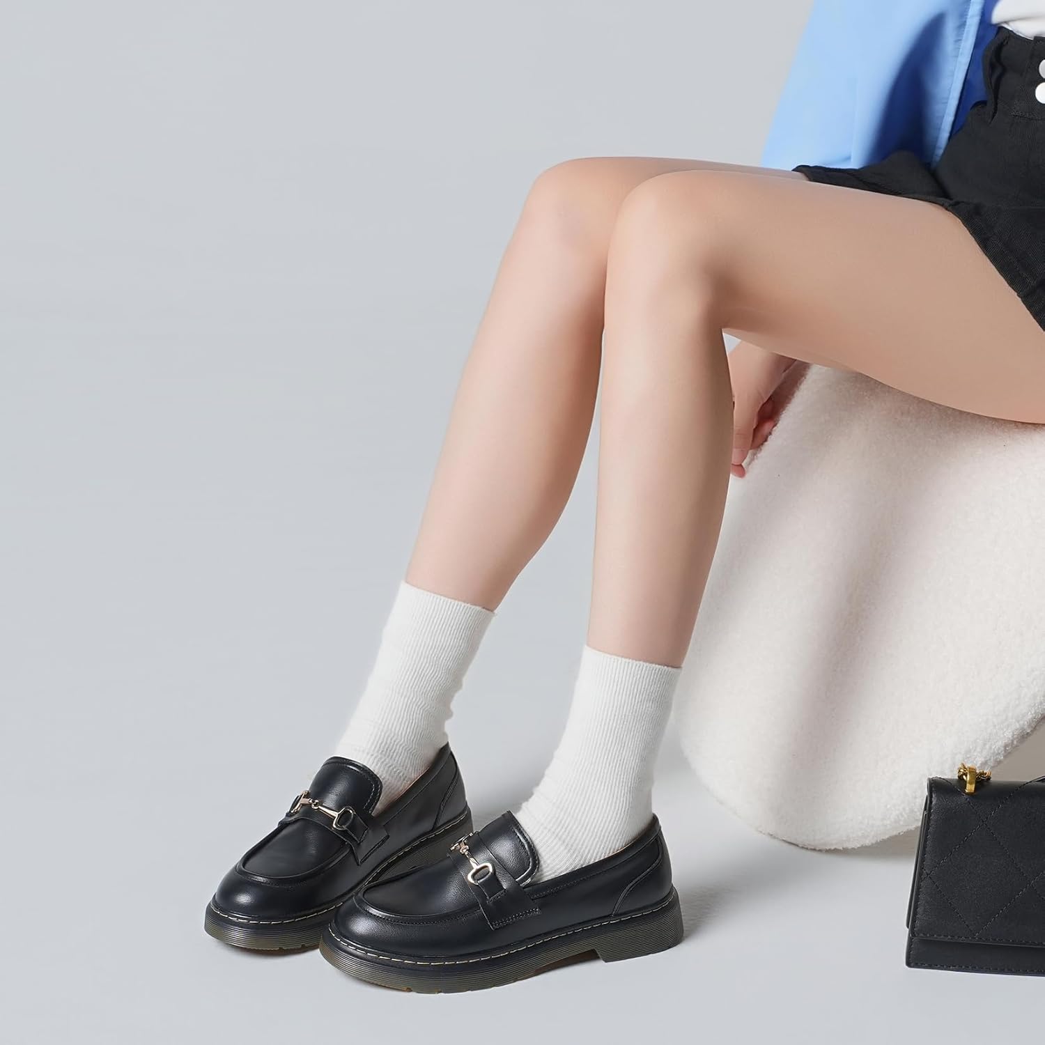 Slip On Chunky Loafers for Women Comfortable Oxford Platform Loafers Lug Sole - Image 5