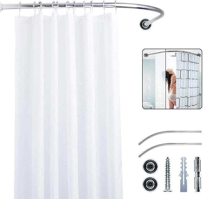 Curved Shower Curtain Rod Covers Wall Area of 35 to 35