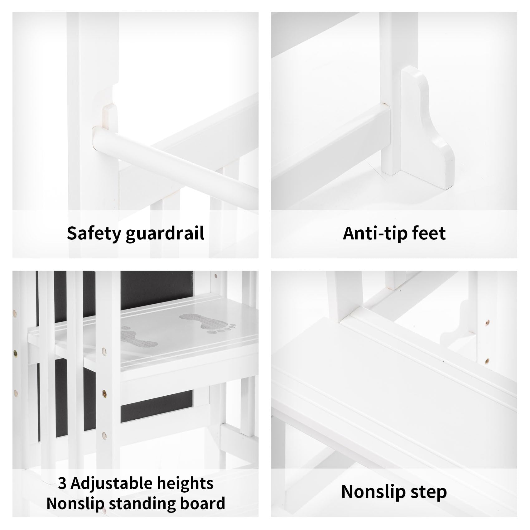 UNICOO® Bamboo Adjustable Height Kids Learning Step Stool, Toddler...