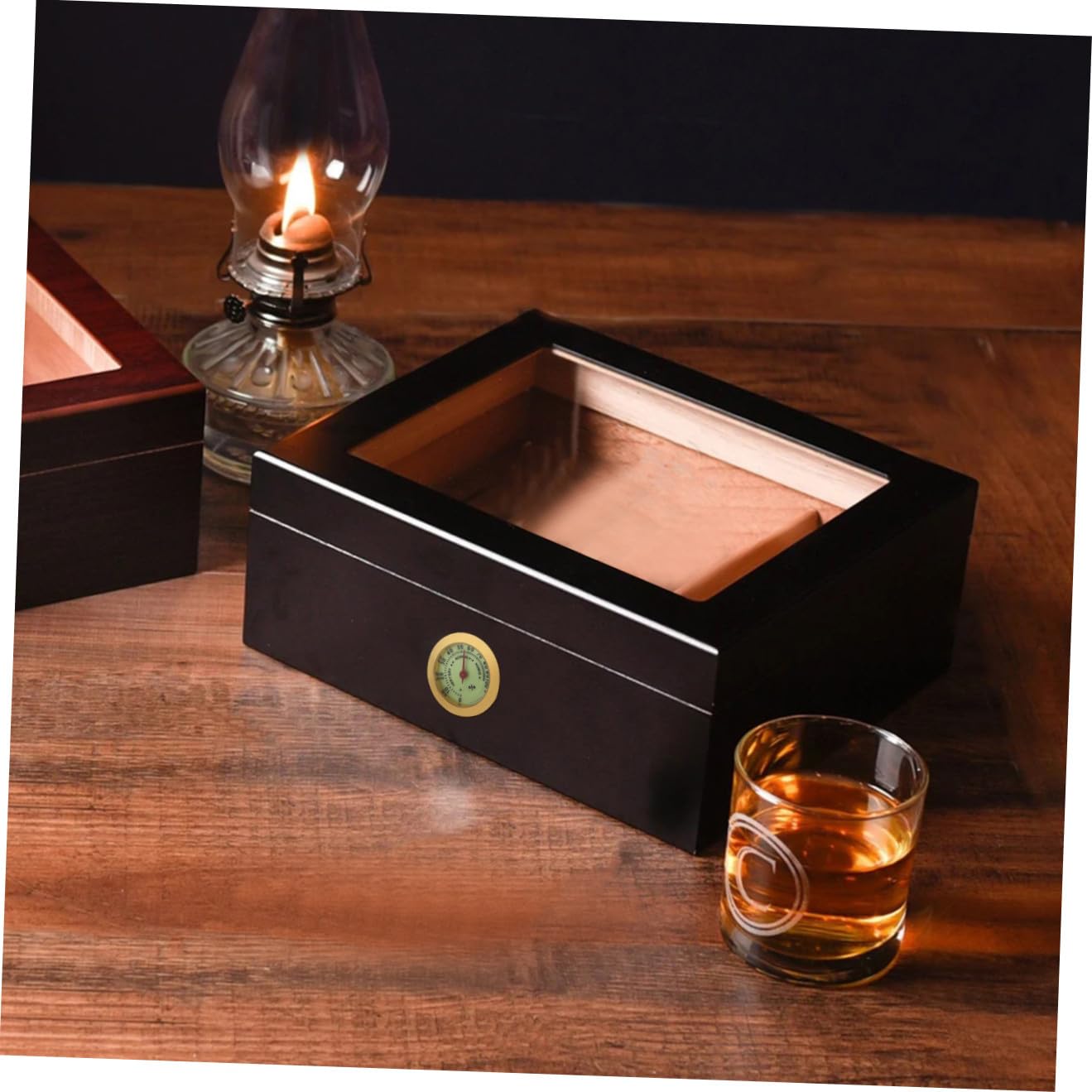 Mechanical Cigar Hygrometer Round Gauge for Humidor and Cigar Box Accessory Portable Compact and Musical Instrument Cases