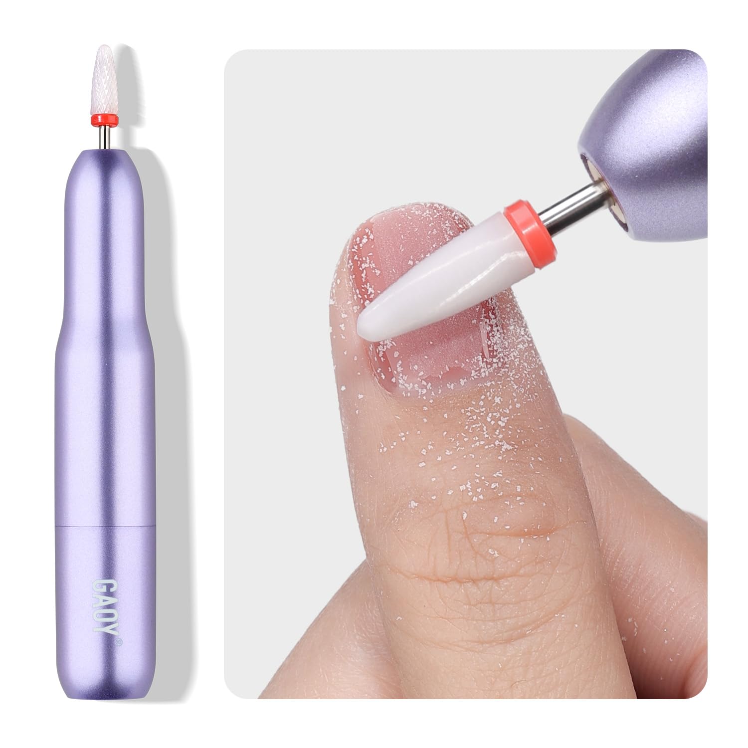 GAOY Electric Nail Drill for Acrylic and Gel, USB Electric Nail File, Portable Efile with Drill Bits, Manicure Pedicure Tools for Home Salon, Purple