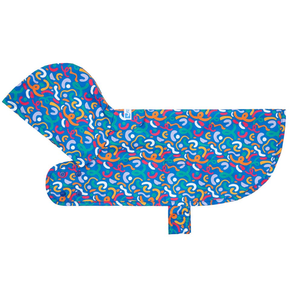 RC Pets Packable Waterproof Rain Poncho – Lightweight, Compact & Adjustable Dog Jacket | Medium, Squiggles