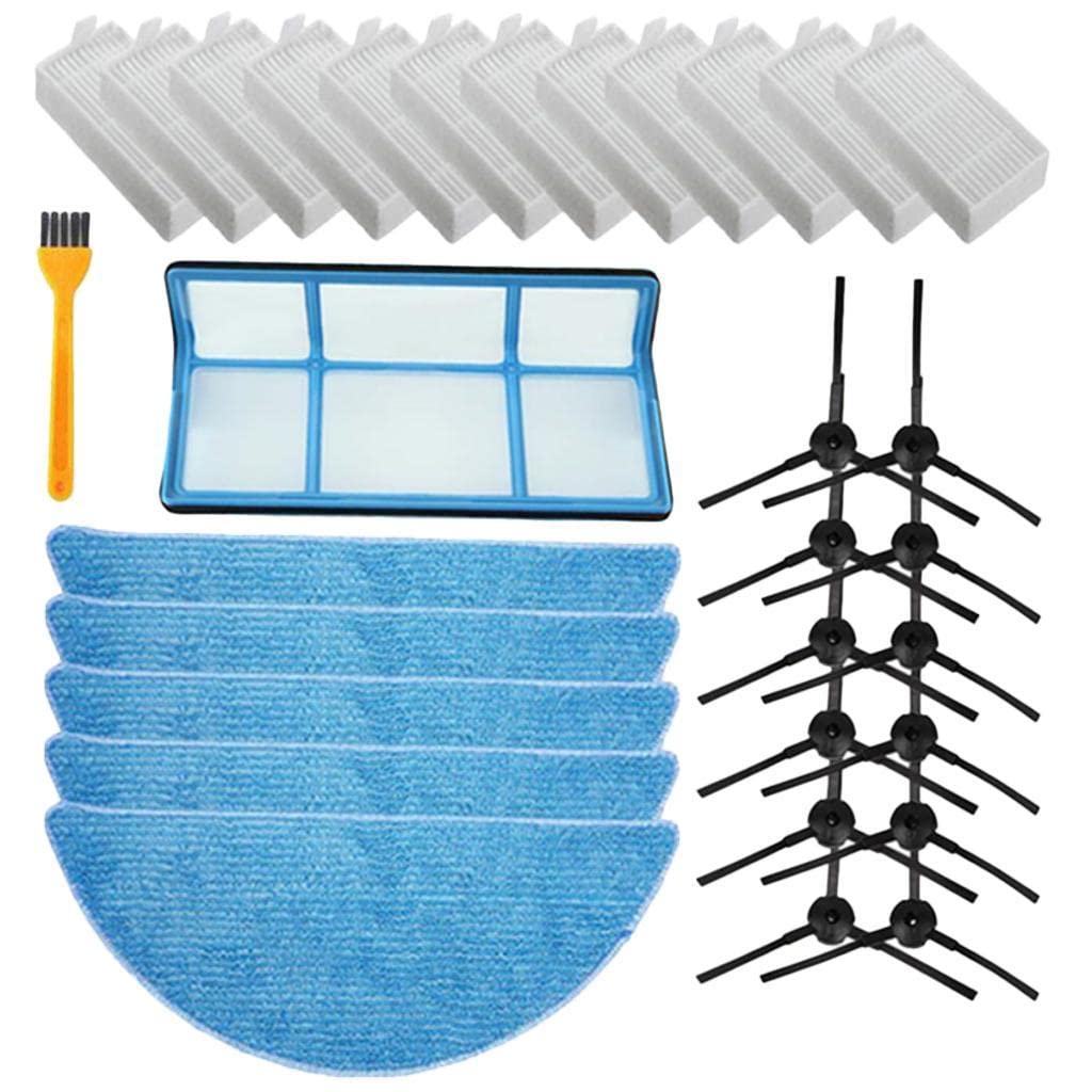 30 Piezas Filtros Hepa para Robot Aspirador con Cepillos Laterales de 3 Brazos Kit de Accesorios de Aspiradora con Paños Filtración