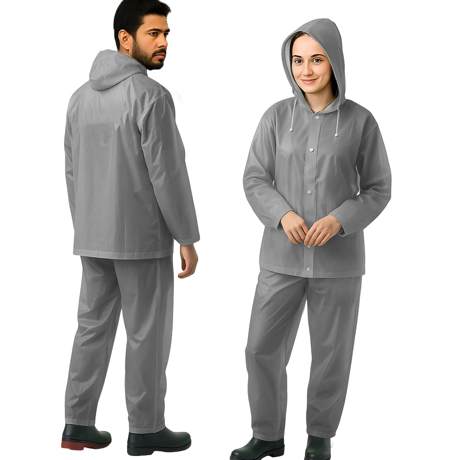 pryamoksh world Men's Waterproof PVC Rain Suit with Hood, Jacket & Pant Set, Lightweight, Water & Wind Resistant, MULTI COLOR-picture-39