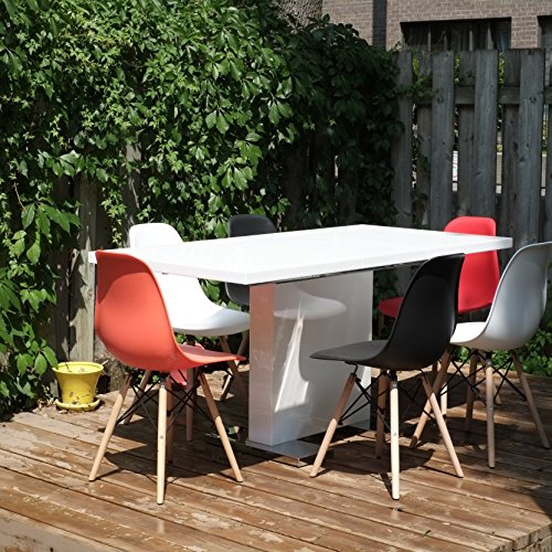 Inspirer Studio Iris Extendible Dining Table Pedestal Table Mdf High-Gloss White #TOP6