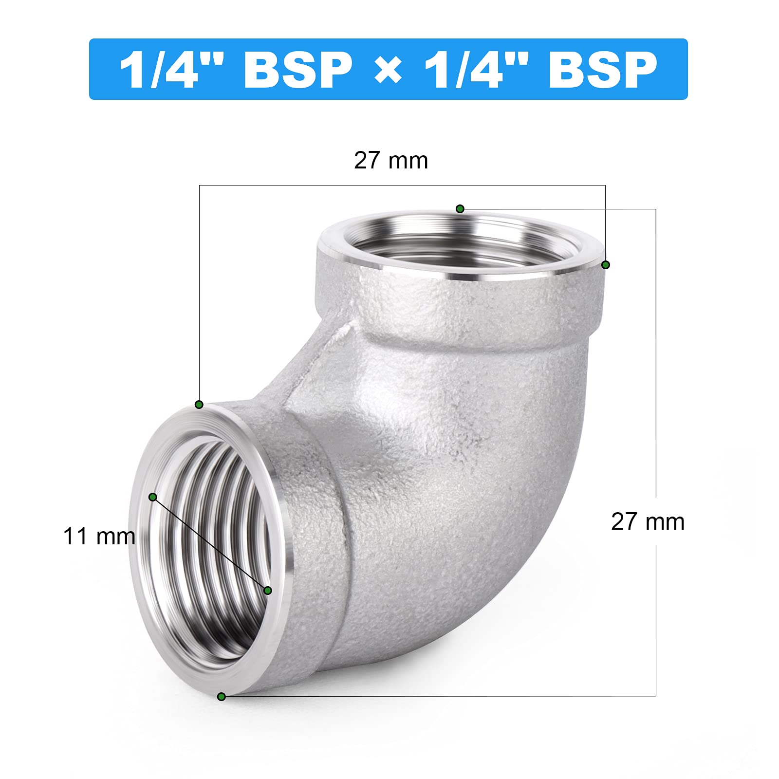 Raccordo Girevole 90° R15 In Acciaio Inox - BSPP Per Tubi E Manicotti, Argento - Foto 8