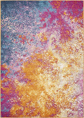 Nourison Passion Sunburst 5'3" X 7'3" Area-Rug, Modern, Abstract, Easy-Cleaning, Non Shedding, Bed Room, Living Room, Dining Room, Kitchen, (5' X 7') #TOP3