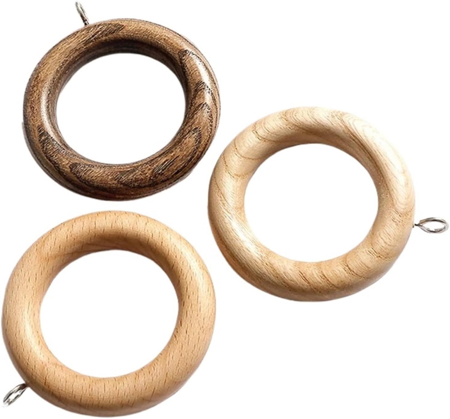 Curtain rings, Solid Wood Curtain Rings 14Pcs for Rod Hanging Homestay Hotel Window Decor(Wood Color B)