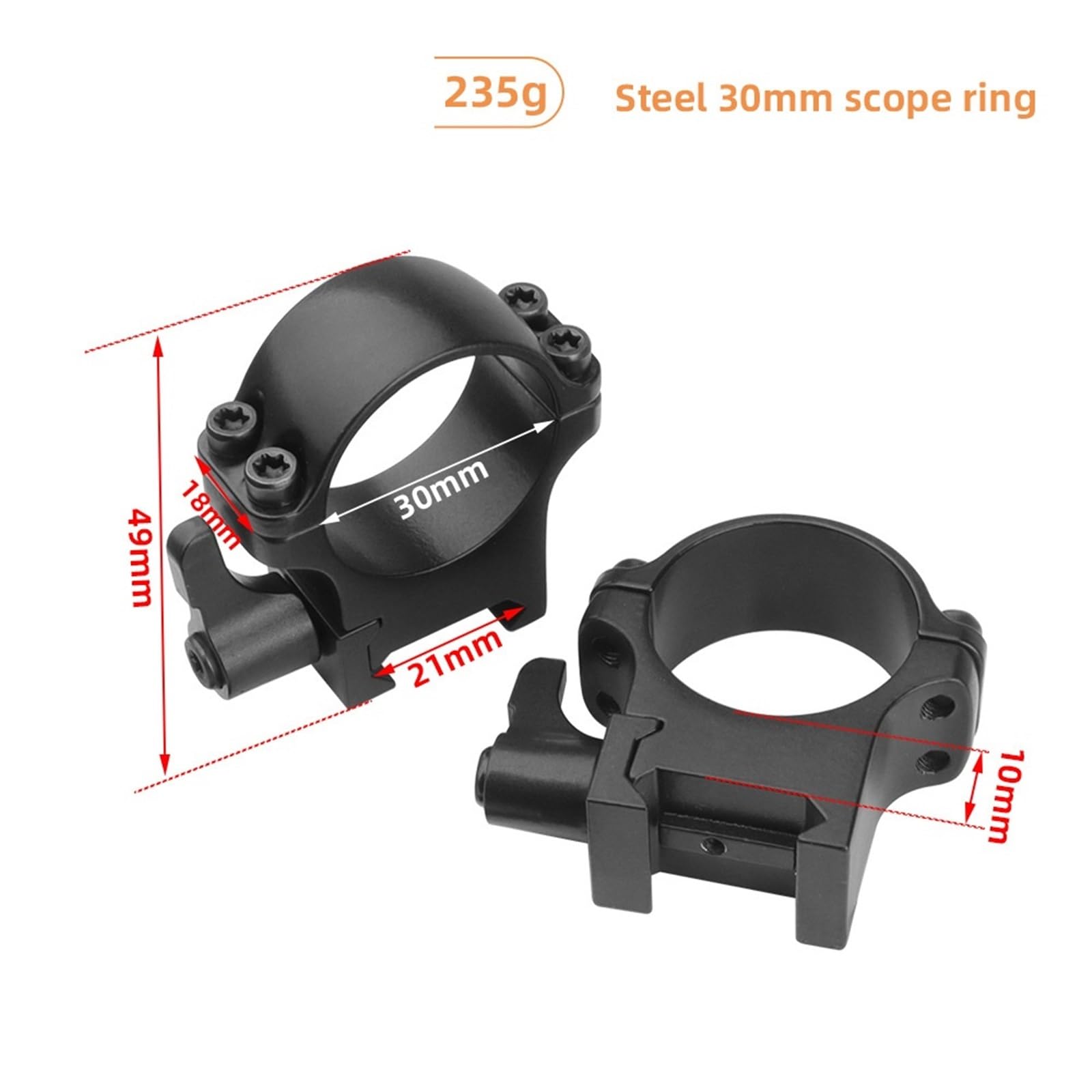 1 Paire De Supports De Lunette en Acier À Double Anneau De 30 Mm De Diamètre for Rail De 21 Mm, Support De Serrage for Tube Décalé en Porte-à-Faux Optique
