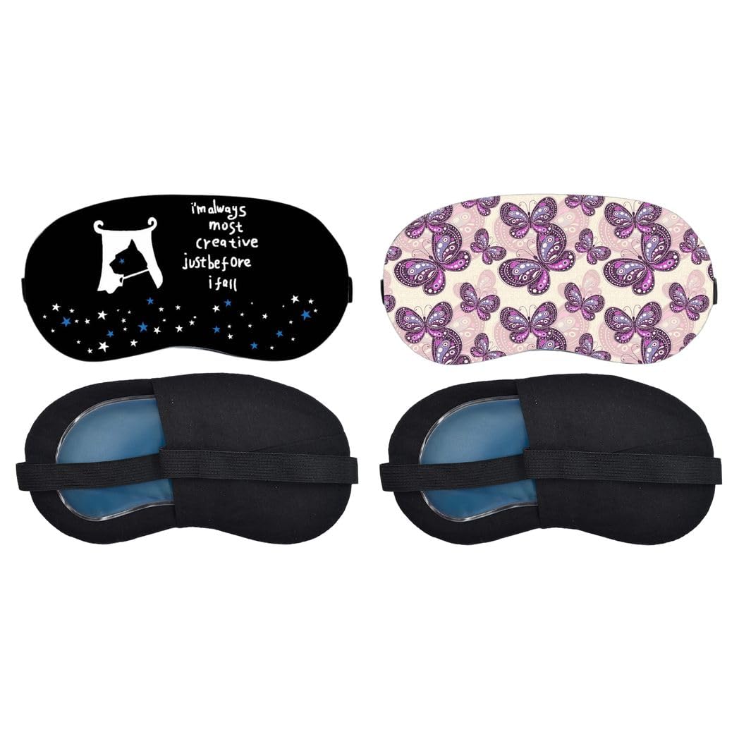 Aoxeria Creative Star Quote, Lavender Butterfly Pattern Sleeping Mask Combo, Soft Comfortable Light-Blocking Eye Cover for Women, Men & Kids, Reusable Blindfold for Night Sleep, Nap (Pack of 2)-image-7