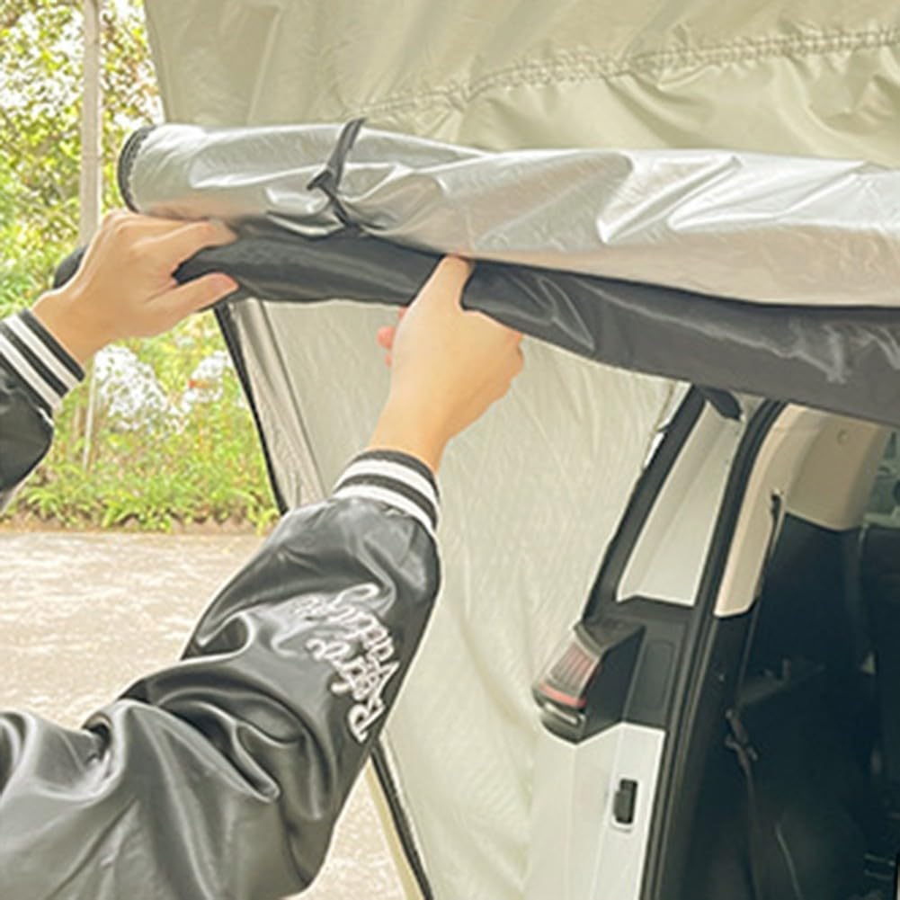 Tienda de campaña MPV para portón trasero de coche con tela impermeable resistente a los rayos UV, montaje magnético y malla fina con flujo de aire e insectos (MPV estándar blanco)
