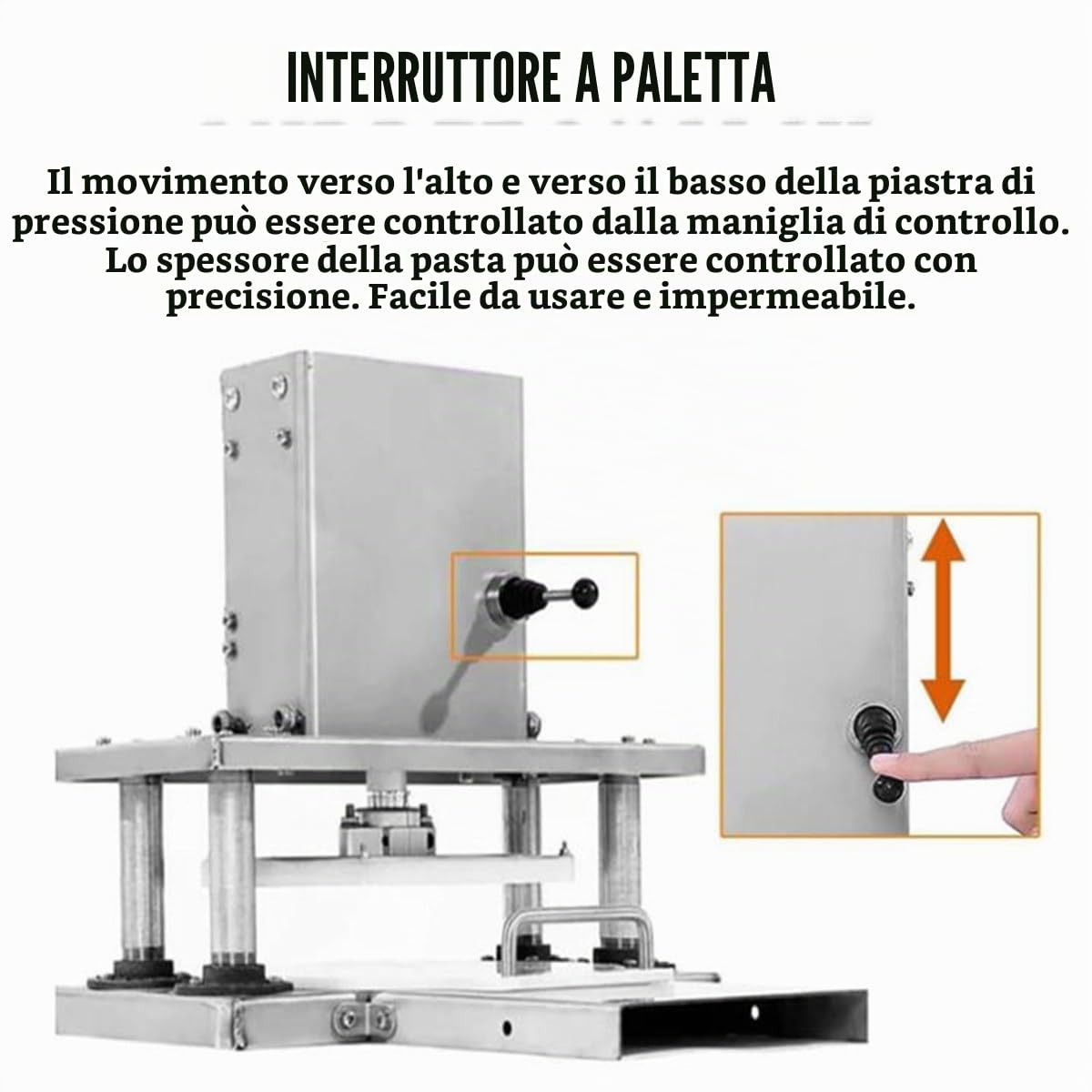 Pressa elettrica per pasta per pizza, pressa manuale per pasticceria per uso domestico/commerciale, sfogliatrice in acciaio inox con piastra in PE per preparare pizza e pane,30cm