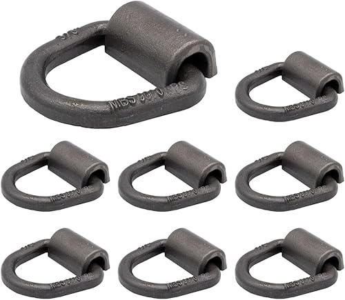 Mytee Products Paquete de 8 anillos en D de soldadura resistente de 38 pulgadas, anclaje de amarre de resistencia a la rotura de 9,000 libras para